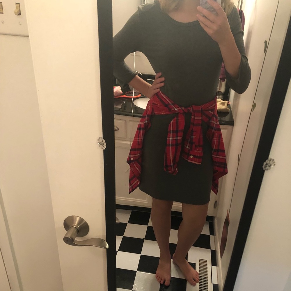 Fitted Casual Gray Dress